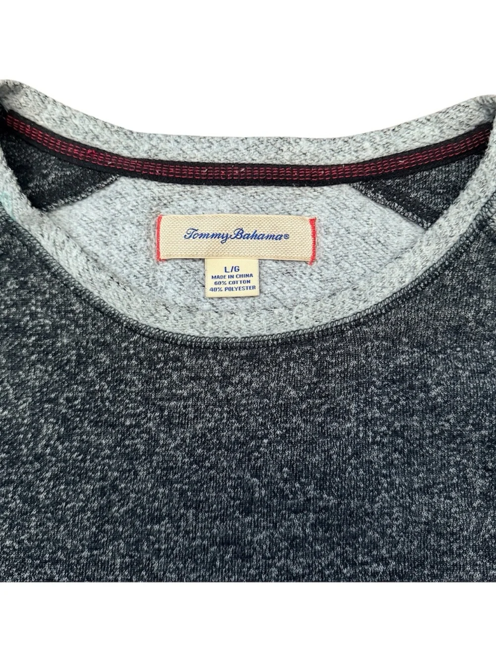 Tommy Bahama Heathered Black & Light Gray Crewneck Pullover